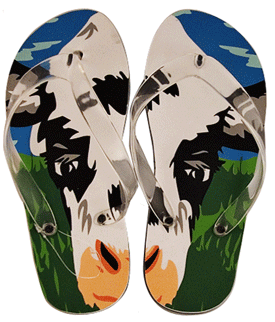 cow flip flops