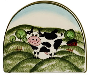 cow porcelain kitchen napkin holder