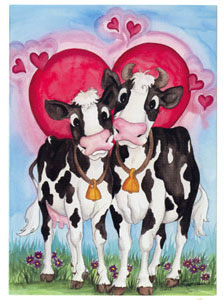 cow in love greeting card
