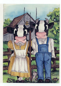 cow farmer greeting card