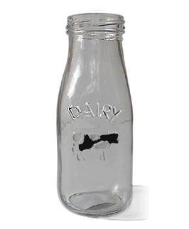 cow glass milk bottle