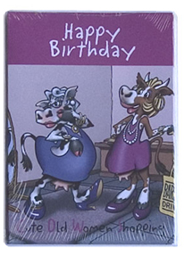 cow birthday card cute old women