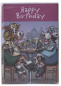 cow old lady birthday card