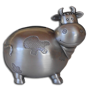 cow pewter bank