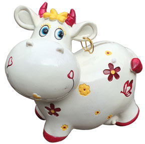 cow kids porcelain bank
