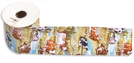 cow party print wide ribbon