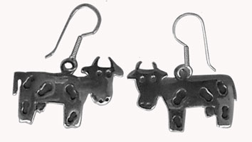 cow silver earrings