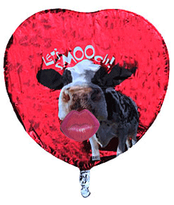 cow party kissing mylar balloon