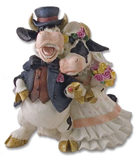 cow wedding statue cake topper