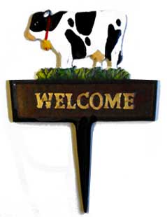 cow welcome garden stake
