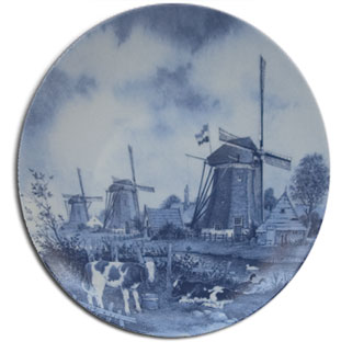 cow kitchen blue willow plate